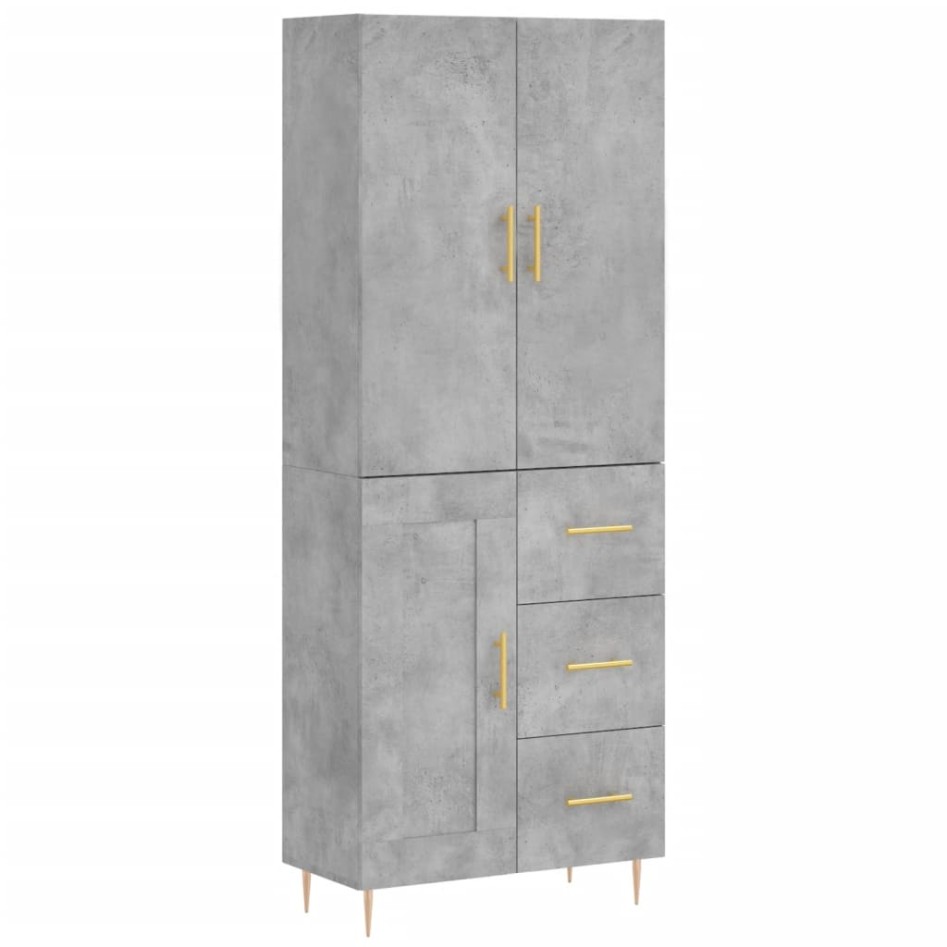 Aparador alto madera contrachapada gris hormigón 69,5x34x180