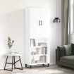 Aparador alto madera contrachapada blanco brillo 69,5x34x180 cm