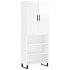 Aparador alto madera contrachapada blanco brillo 69,5x34x180