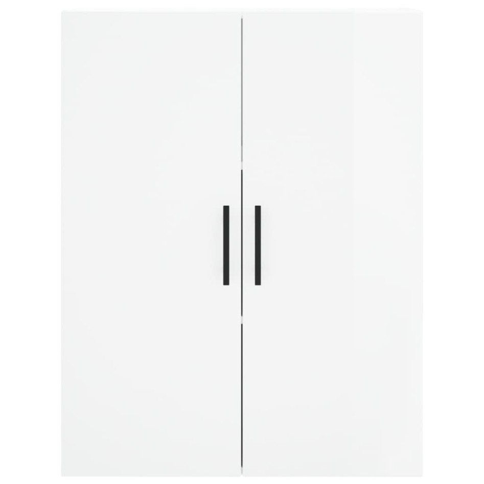 Aparador alto madera contrachapada blanco brillo 69,5x34x180