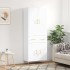 Aparador alto madera contrachapada blanco brillo 69,5x34x180
