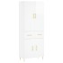 Aparador alto madera contrachapada blanco brillo 69,5x34x180