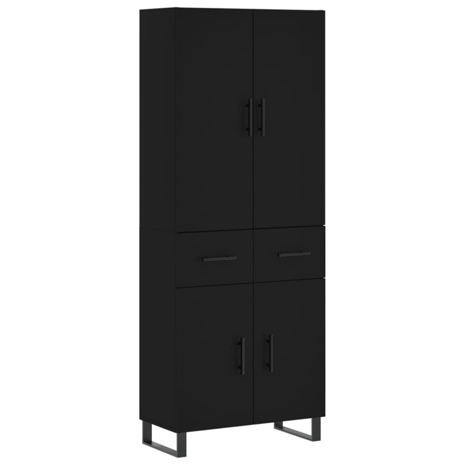 Aparador alto madera contrachapada negro 69,5x34x180