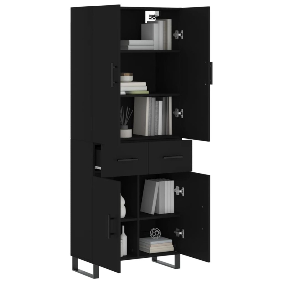 Aparador alto madera contrachapada negro 69,5x34x180