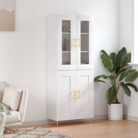 Aparador alto madera contrachapada blanco brillo 69,5x34x180