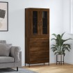 Aparador alto madera contrachapada marrón roble 69,5x34x180 cm