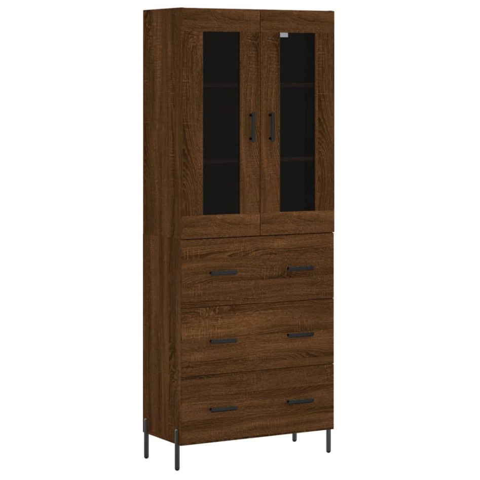 Aparador alto madera contrachapada marrón roble 69,5x34x180