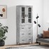 Aparador alto madera contrachapada gris hormigón 69,5x34x180