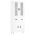 Aparador alto madera contrachapada blanco brillo 69,5x34x180