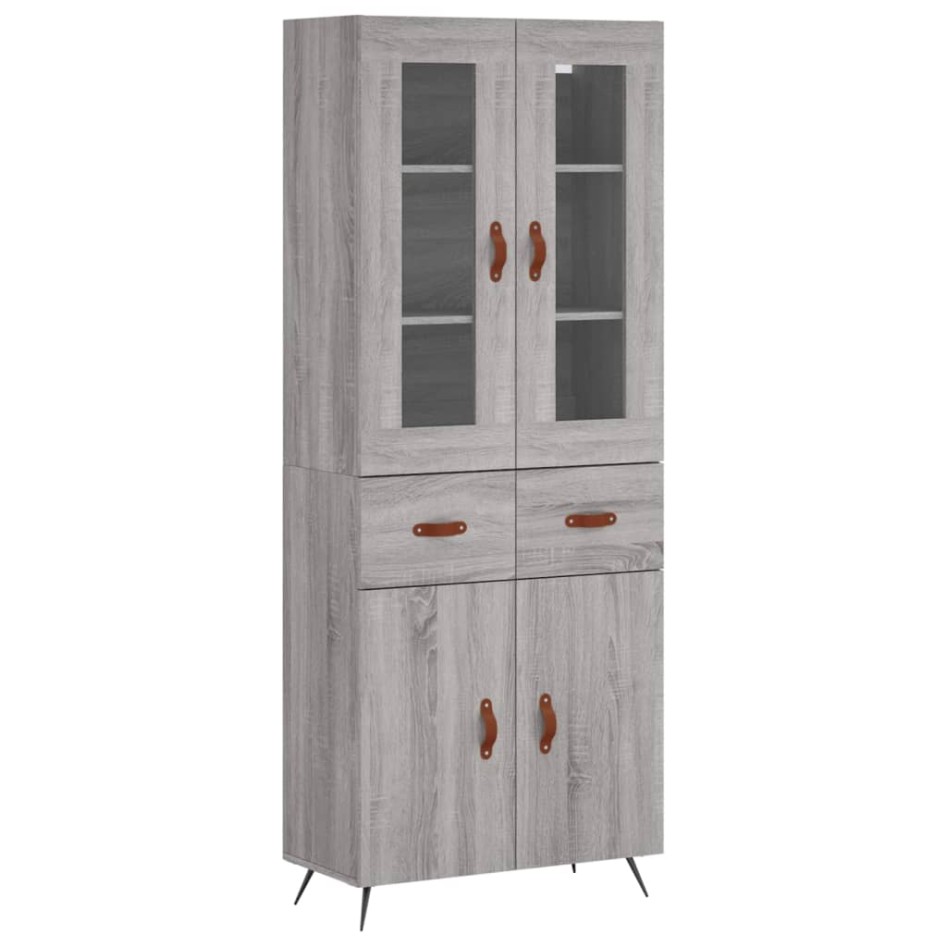 Aparador alto madera contrachapada gris sonoma 69,5x34x180