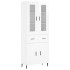 Aparador alto madera contrachapada blanco brillo 69,5x34x180
