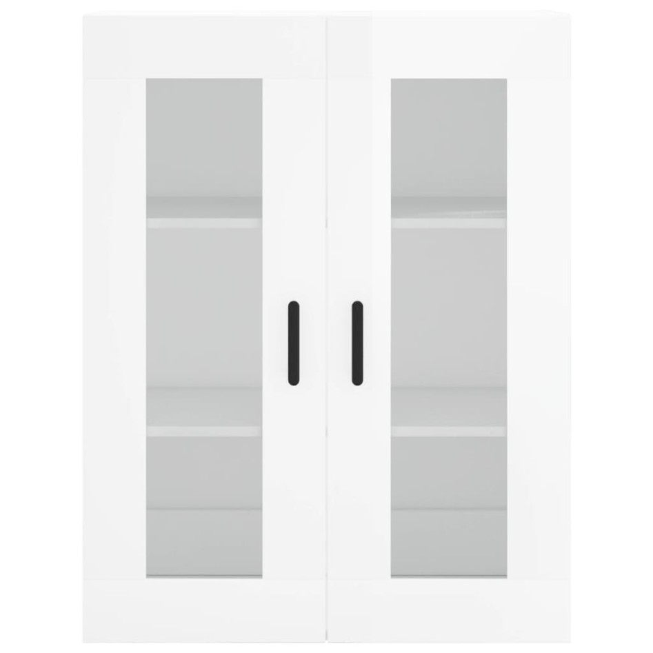 Aparador alto madera contrachapada blanco brillo 69,5x34x180