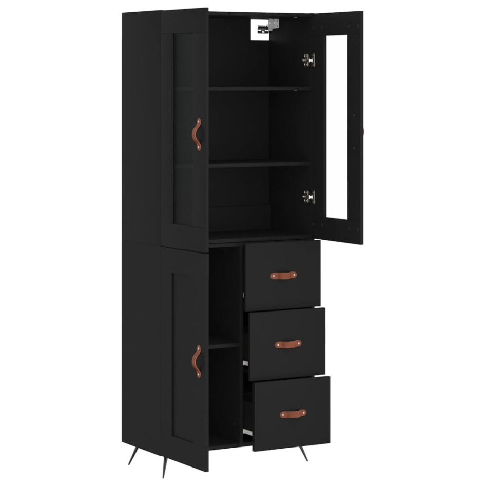 Aparador alto madera contrachapada negro 69,5x34x180