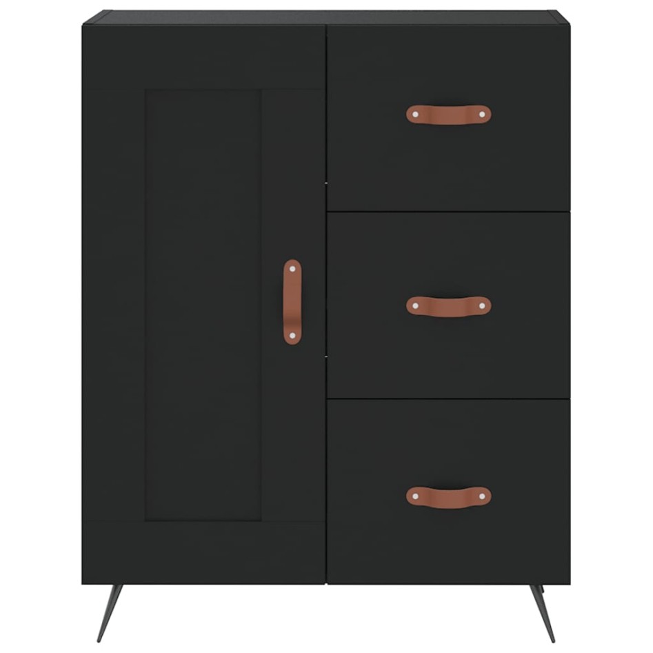 Aparador alto madera contrachapada negro 69,5x34x180