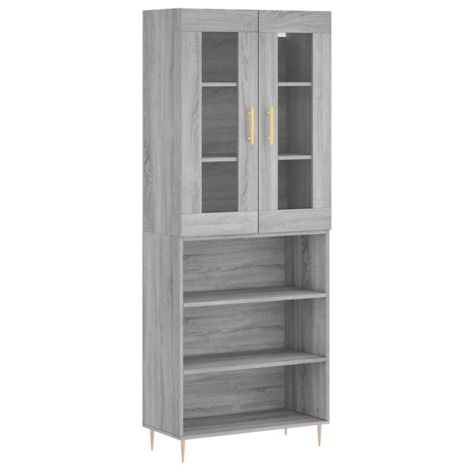 Aparador alto madera contrachapada gris sonoma 69,5x34x180