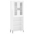 Aparador alto madera contrachapada blanco brillo 69,5x34x180