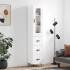 Aparador alto madera contrachapada blanco brillo 34,5x34x180