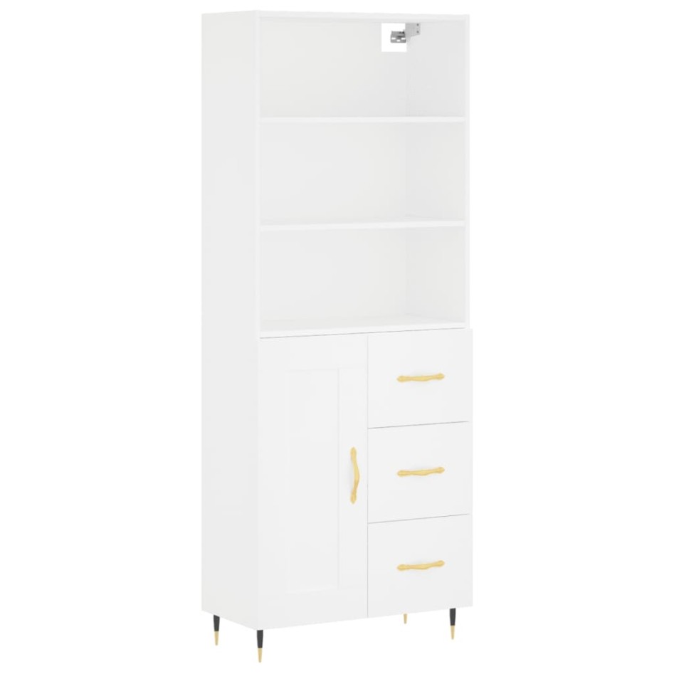 Aparador alto madera contrachapada blanco 69,5x34x180