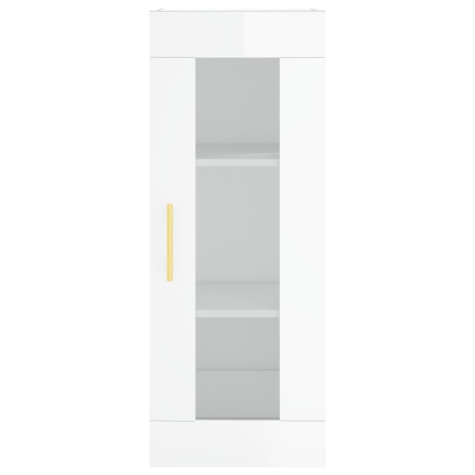 Aparador alto madera contrachapada blanco brillo 34,5x34x180