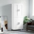 Aparador alto madera contrachapada blanco brillo 69,5x34x180