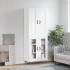 Aparador alto madera contrachapada blanco brillo 69,5x34x180