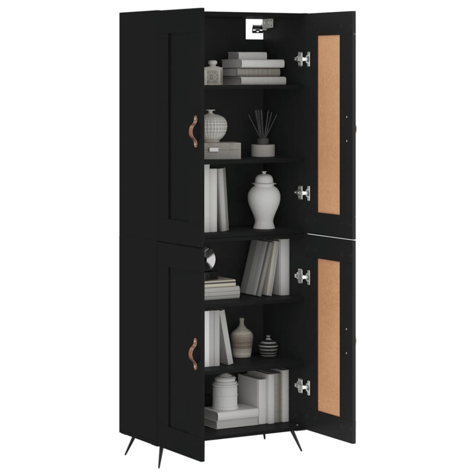 Aparador alto madera contrachapada negro 69,5x34x180