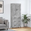 Aparador alto madera contrachapada gris hormigón 69,5x34x180 cm