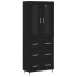 Aparador alto madera contrachapada negro 69,5x34x180