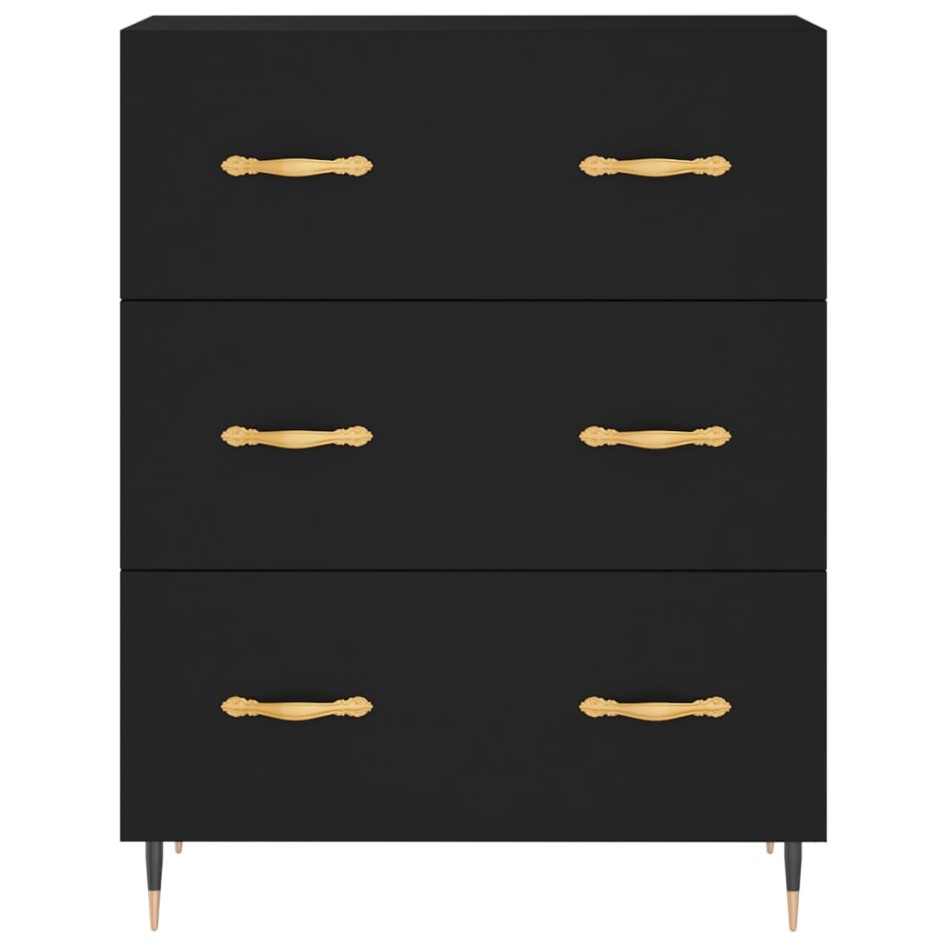 Aparador alto madera contrachapada negro 69,5x34x180