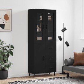 Aparador alto madera contrachapada negro 69,5x34x180