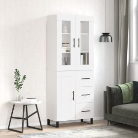 Aparador alto madera contrachapada blanco brillo 69,5x34x180