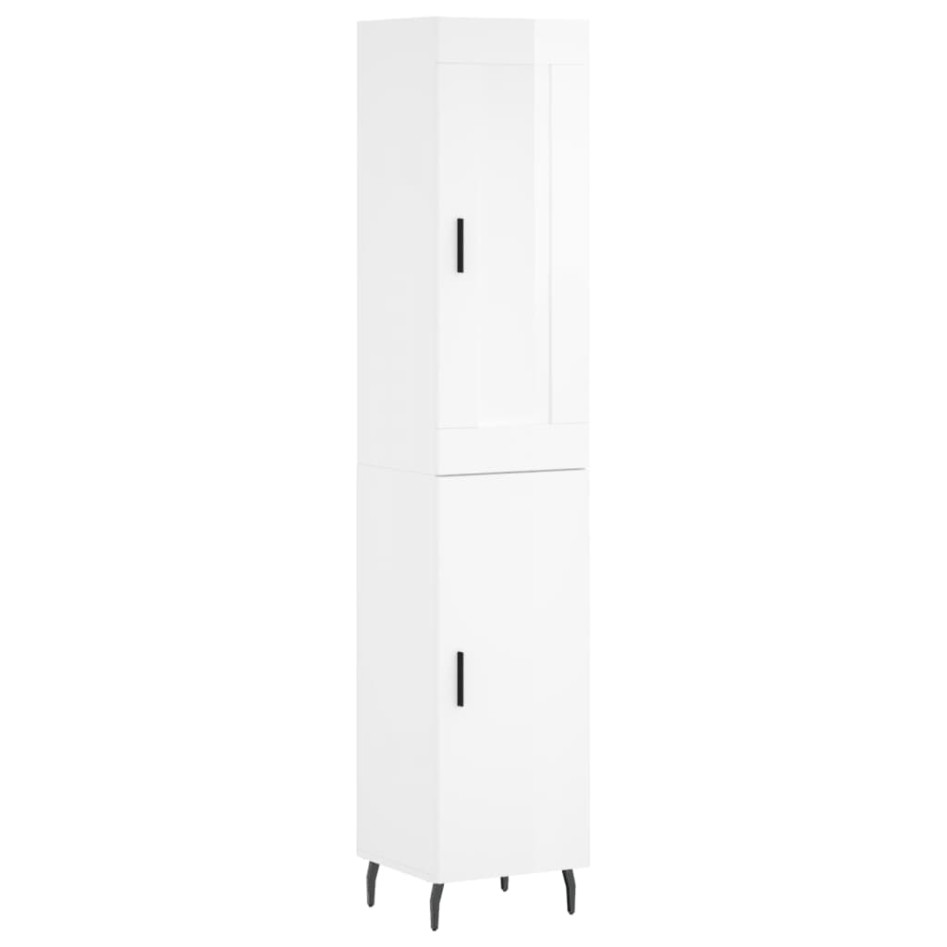 Aparador alto madera contrachapada blanco brillo 34,5x34x180