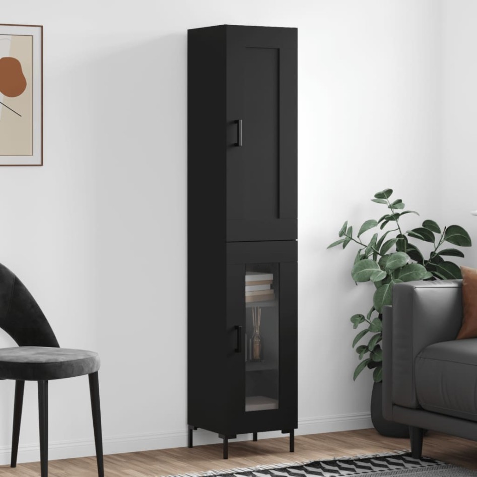 Aparador de madera contrachapada negro 34,5x34x180