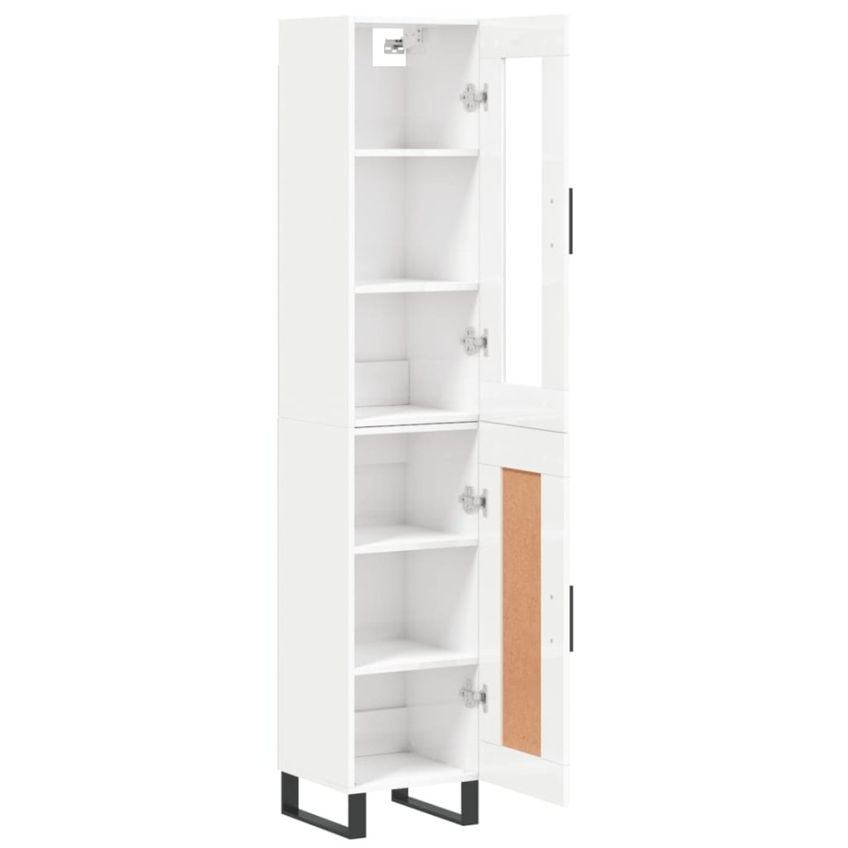 Aparador alto madera contrachapada blanco brillo 34,5x34x180