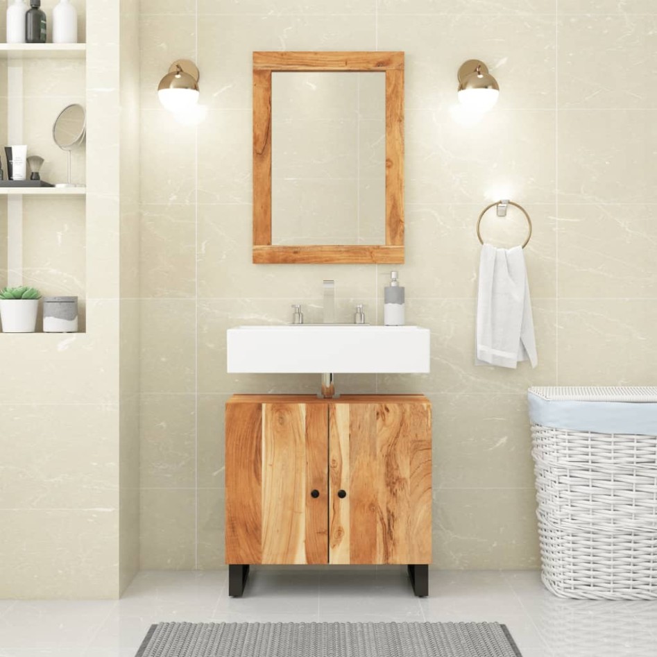 Conjunto de muebles de baño 2 piezas madera maciza de