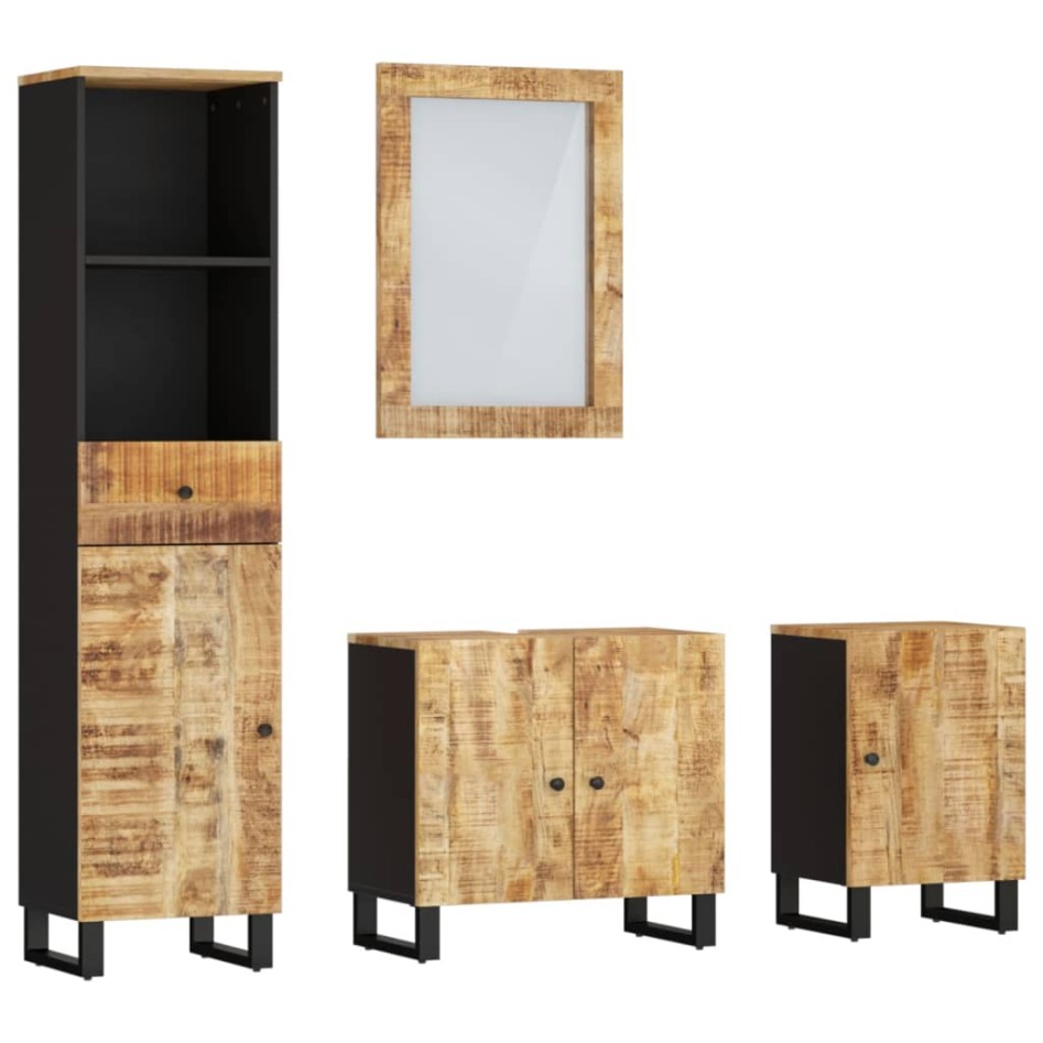 Conjunto de muebles de baño 4 piezas madera maciza de