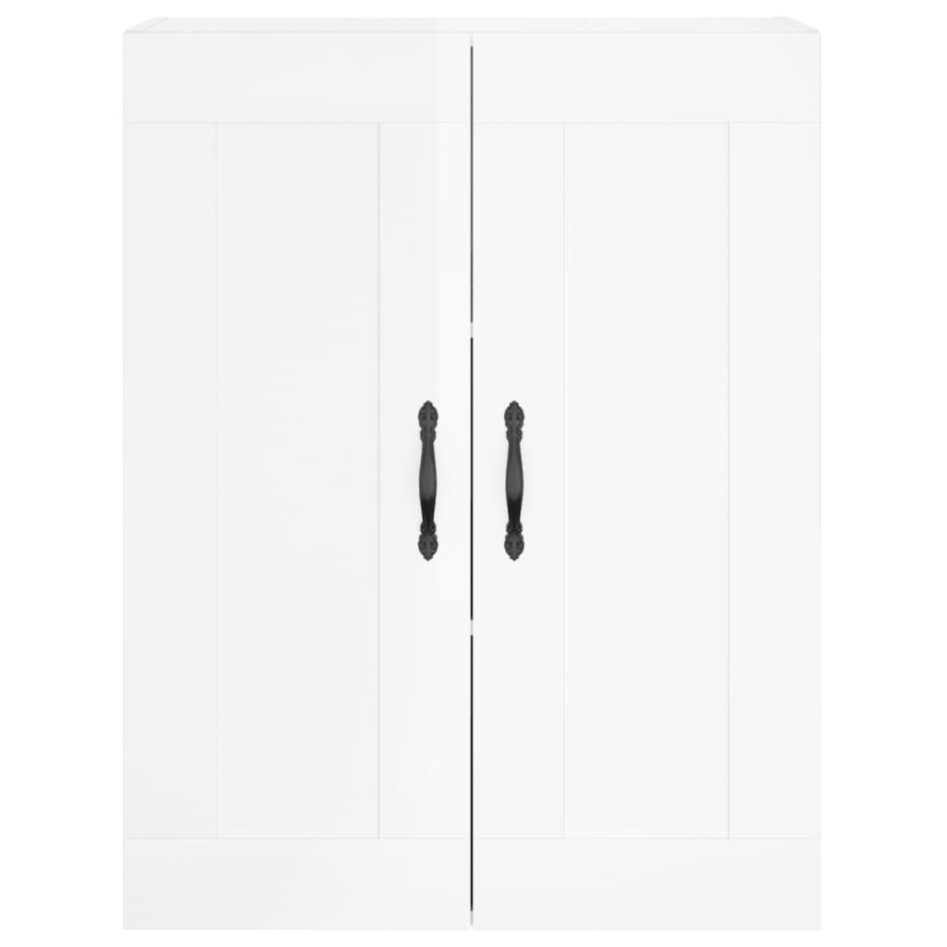 Aparador alto madera contrachapada blanco brillo 69,5x34x180