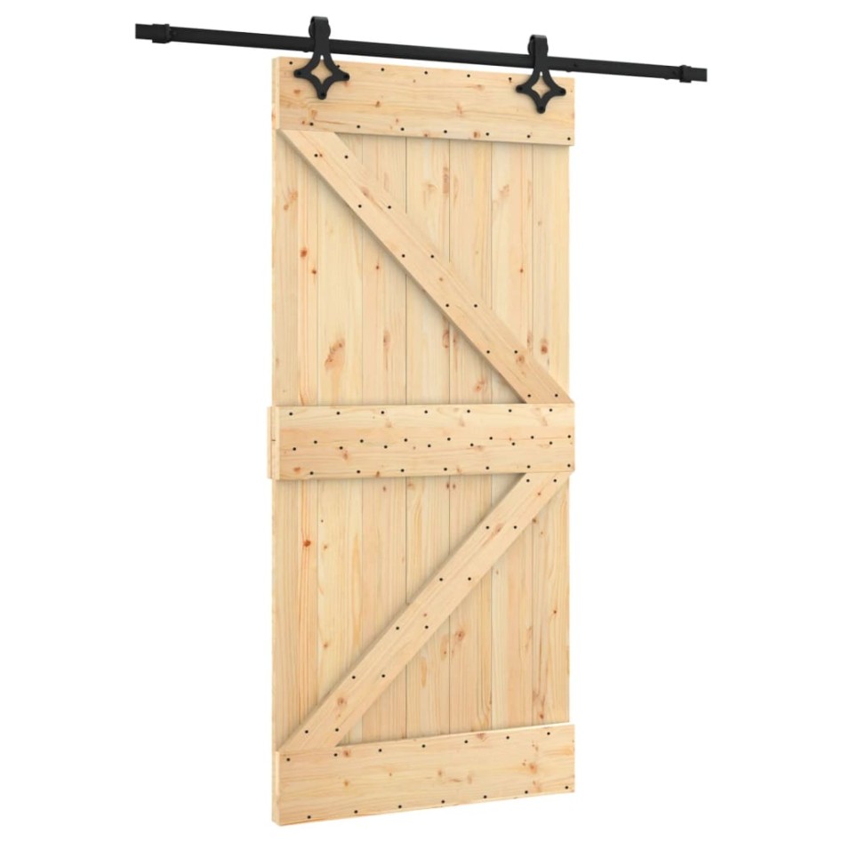 Puerta corredera con herrajes madera maciza de pino 95x210