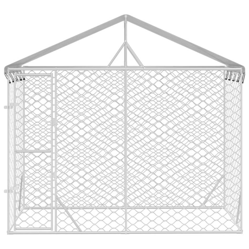 Perrera exterior con toldo acero galvanizado plata 3x1,5x2,5