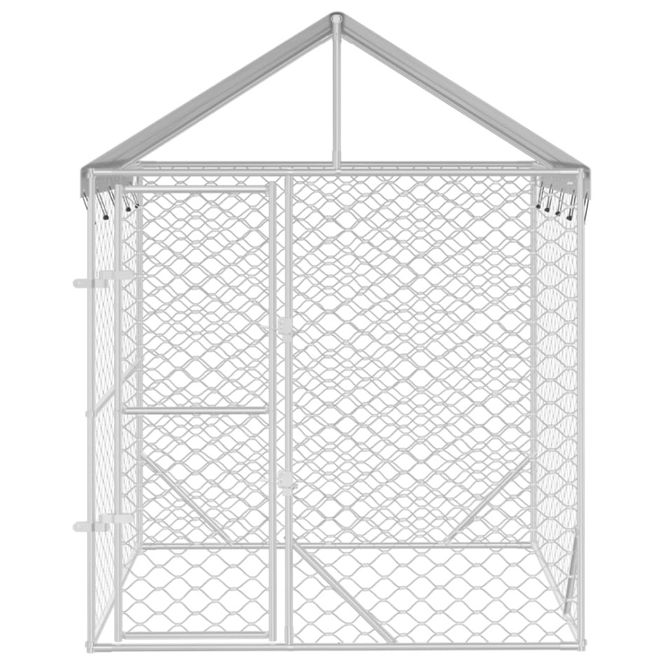 Perrera de exterior con toldo acero galvanizado plata 2x2x2,5