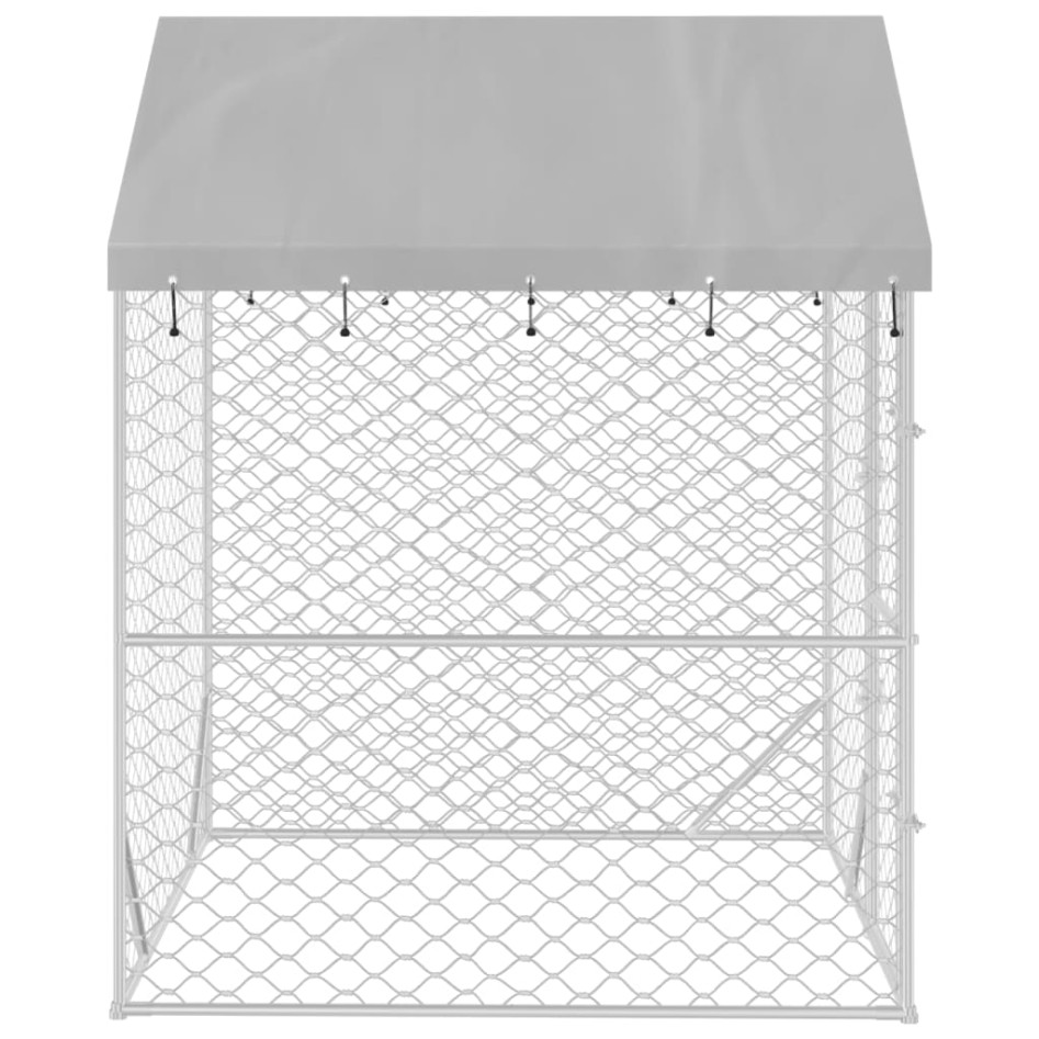 Perrera de exterior con toldo acero galvanizado plata 2x2x2,5