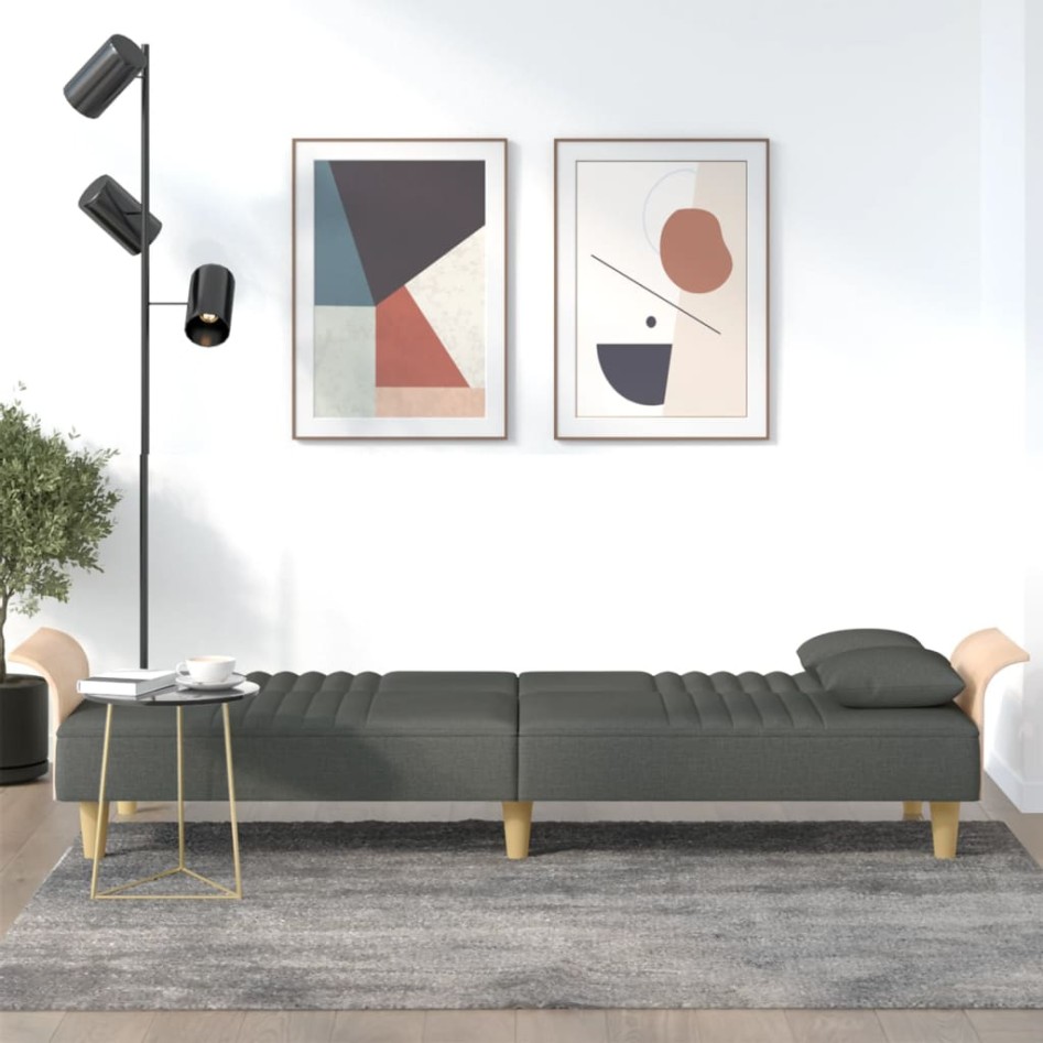 Sofá cama con reposabrazos tela gris