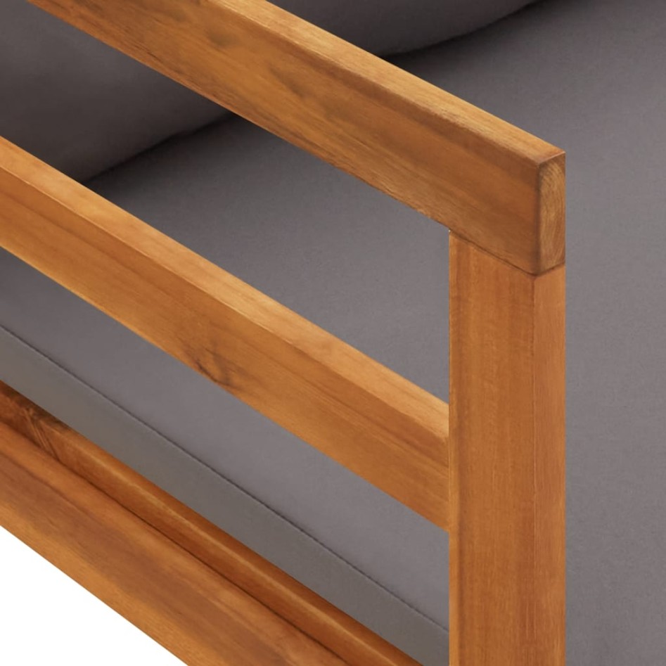 Tumbona con cojines gris oscuro madera maciza de