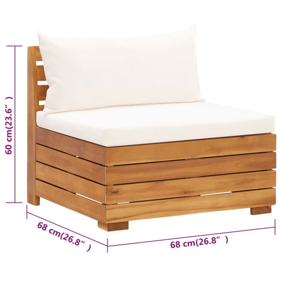 Sofá de jardín de 2 plazas con cojines madera maciza de