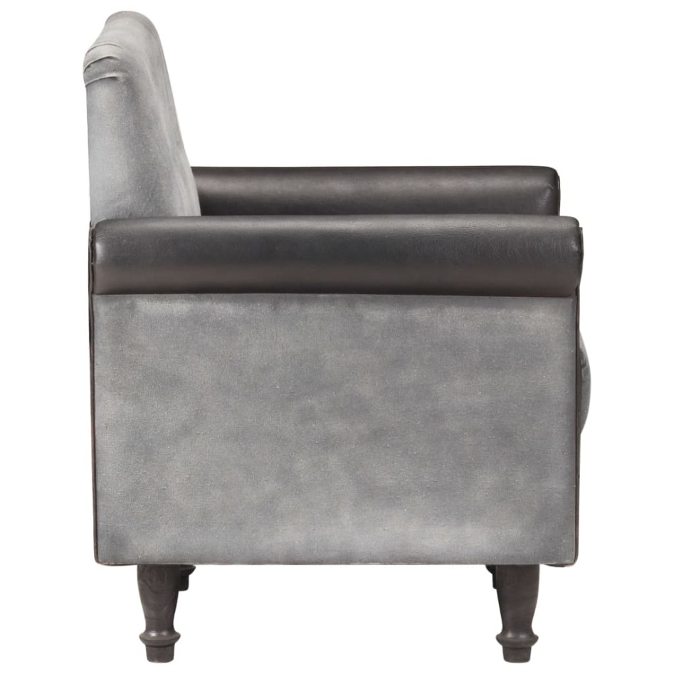 Sillón diseño de cubo de cuero auténtico y lona