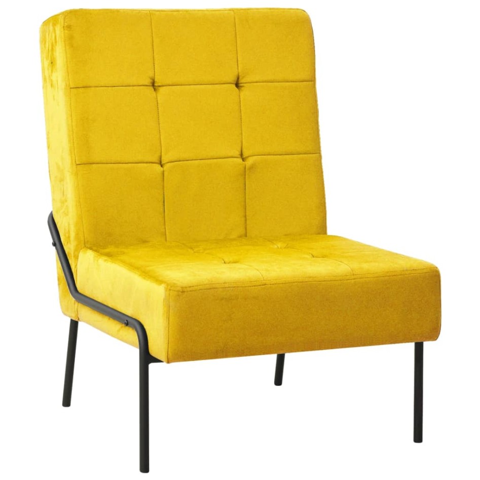 Silla de relajación de terciopelo amarillo mostaza 65x79x87