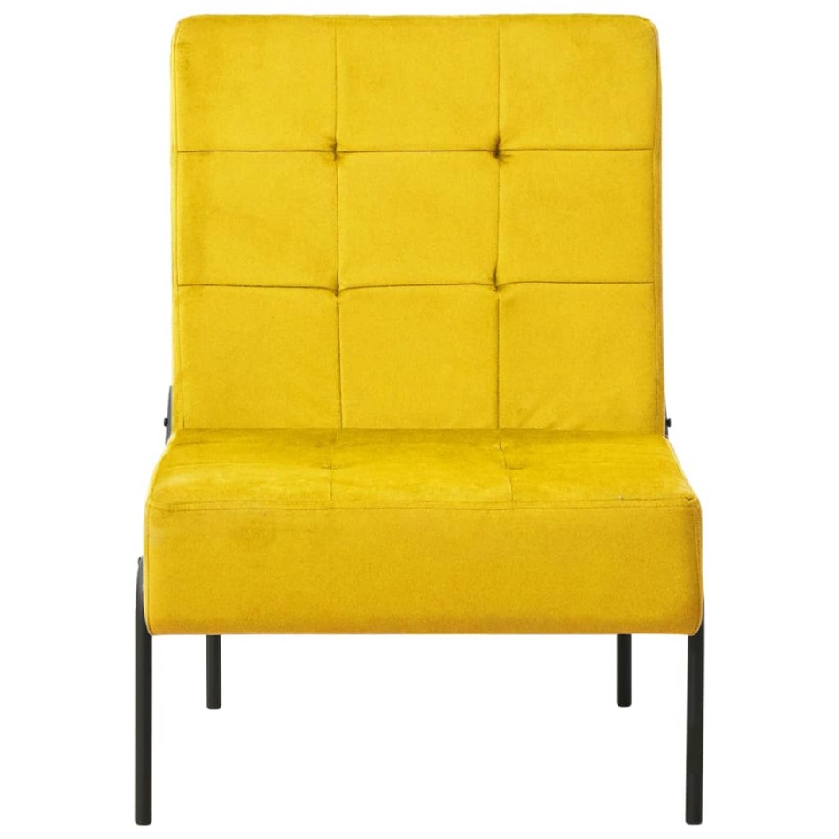 Silla de relajación de terciopelo amarillo mostaza 65x79x87