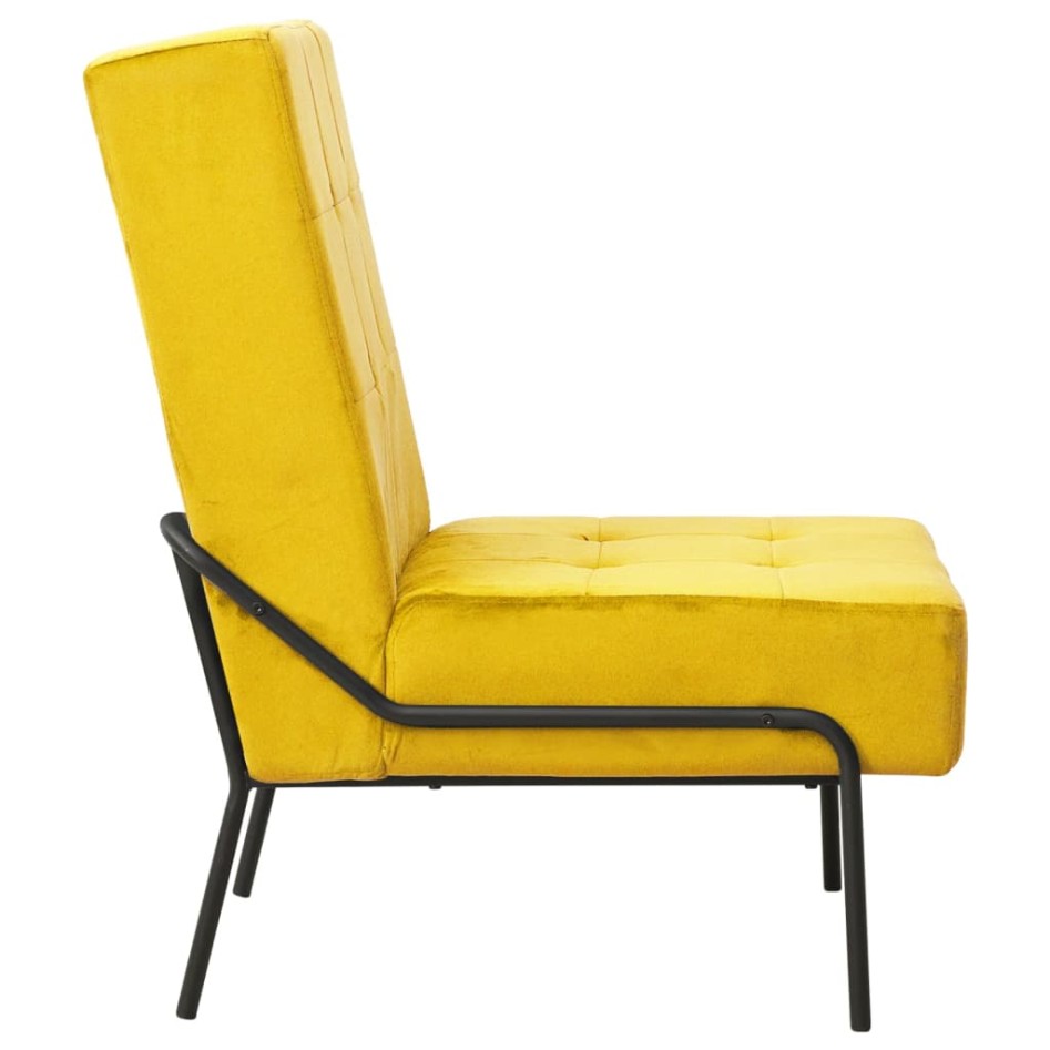 Silla de relajación de terciopelo amarillo mostaza 65x79x87