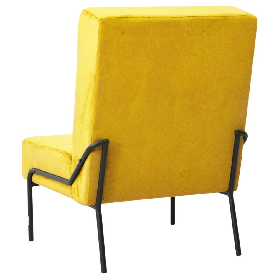 Silla de relajación de terciopelo amarillo mostaza 65x79x87