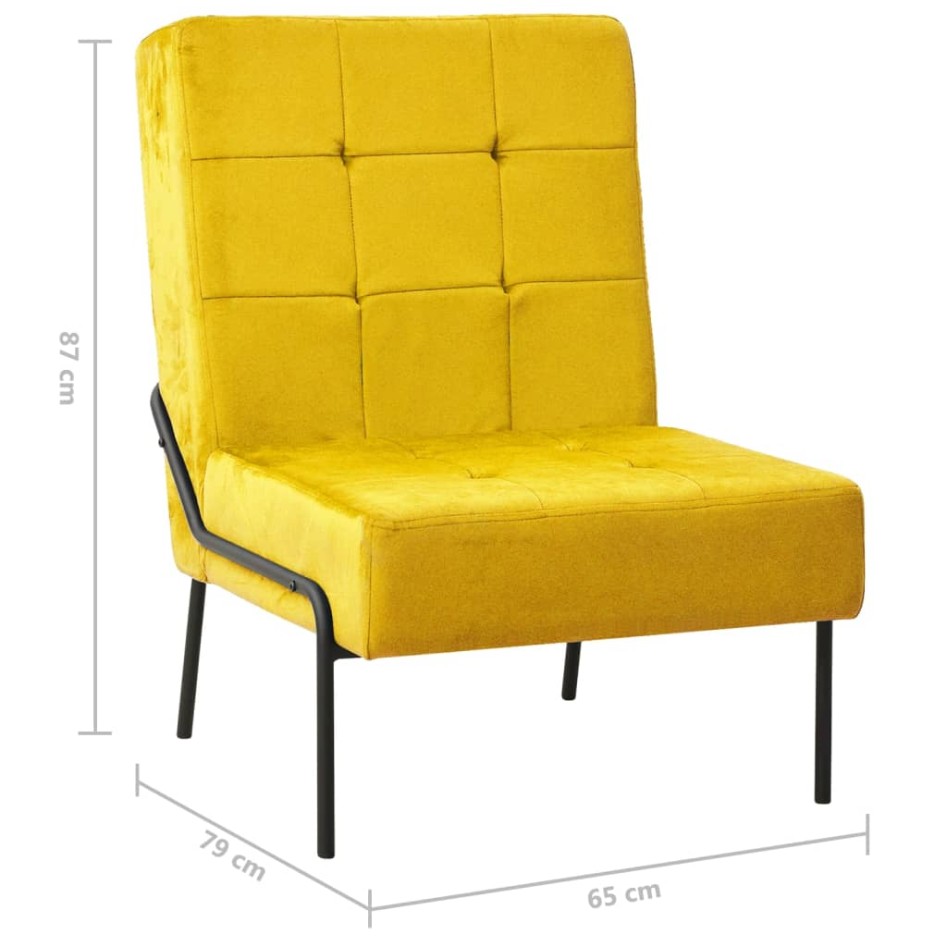 Silla de relajación de terciopelo amarillo mostaza 65x79x87